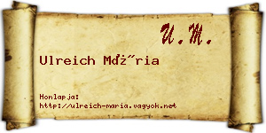 Ulreich Mária névjegykártya